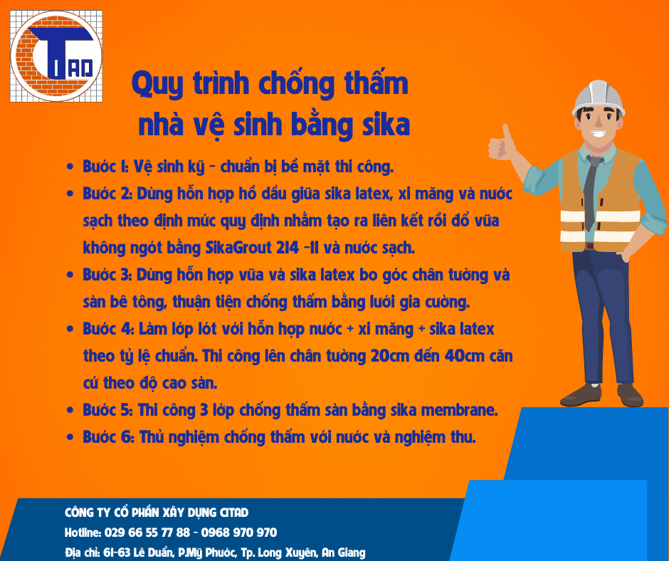 Quy trình chống thấm nhà vệ sinh bằng sika
